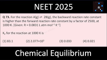For the reaction A(g) ⇌  2B(g), the backward reaction rate constant is higher than the forward