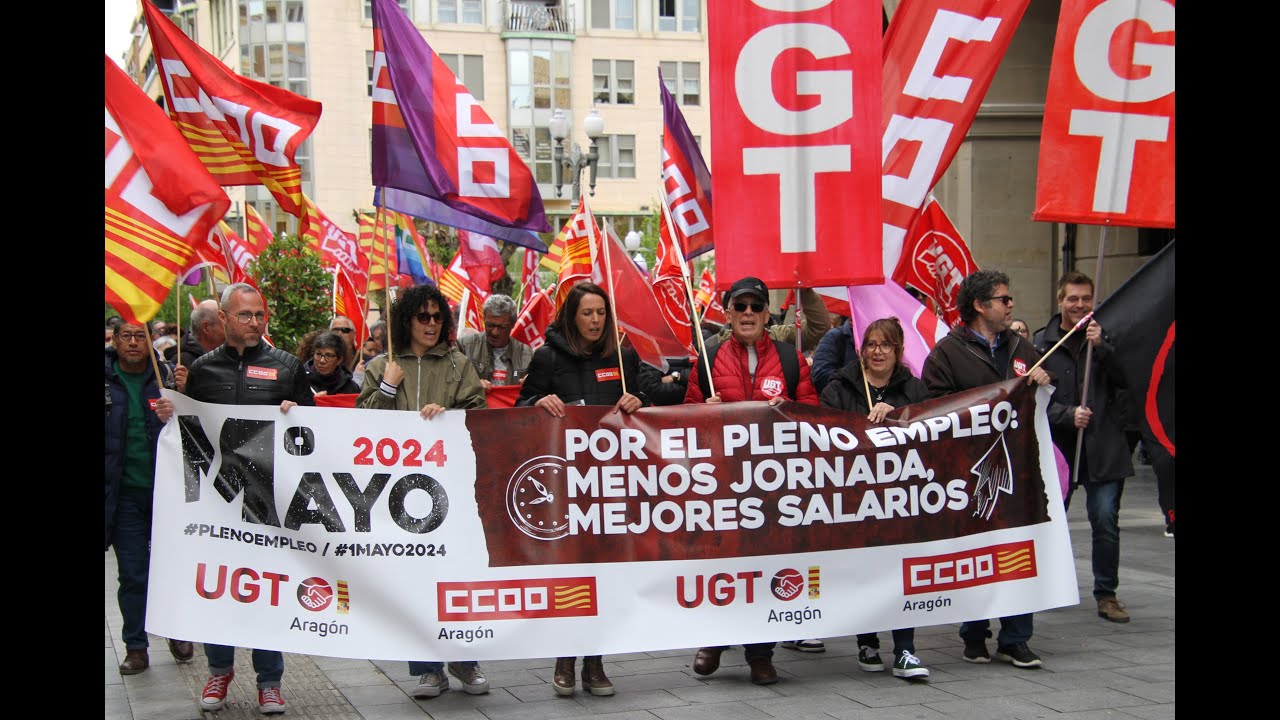 UGT y CCOO celebran el 1º de Mayo en Huesca - YouTube