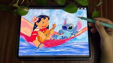 Drawing Lilo & Stitch 💙✨ Timelapse and Speedpainting Process #stitch #procreateart 