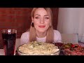 MUKBANG | Паста фетучини с курицей и грибами в сливочном соусе | Fettuccine pasta не ASMR