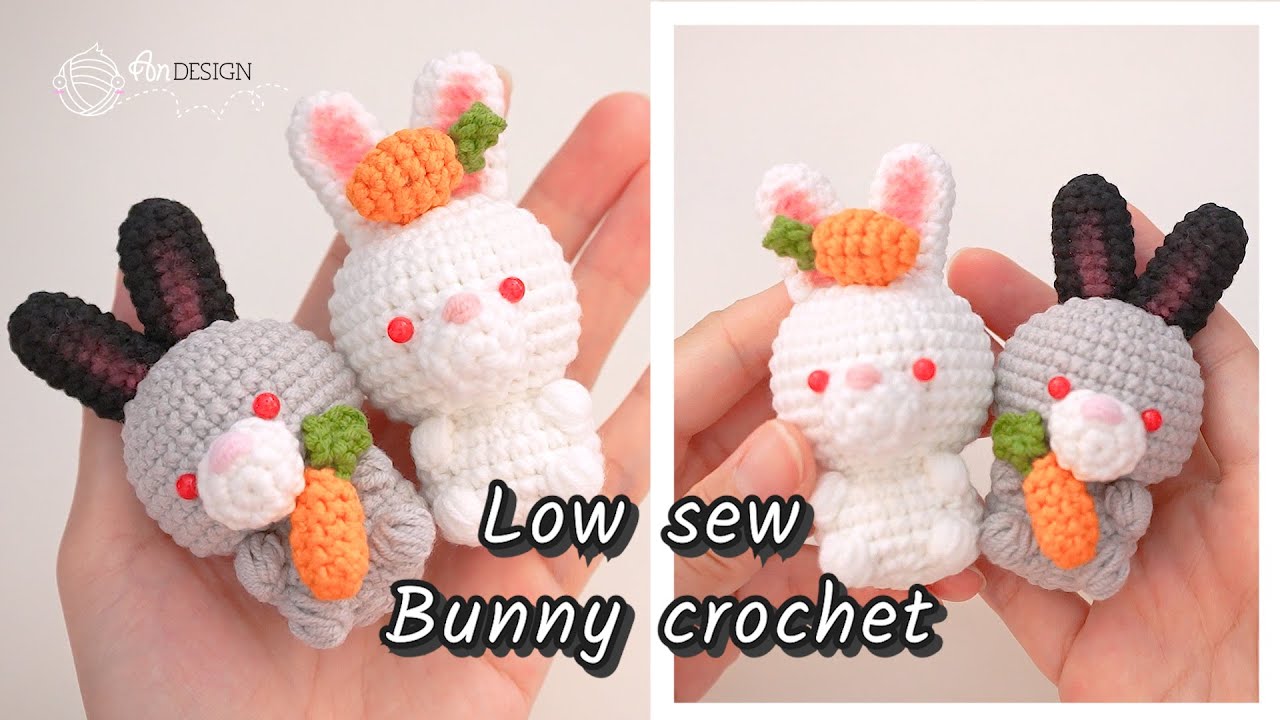 How to crochet | | Low Sew Bunny & Carrot amigurumi | 小兔子