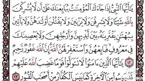 كيف تقرا القران الكريم سورة الممتحنه من الايه (١٢_١٣)