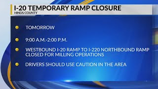Temporary ramp closure on I-20 scheduled for Thursday