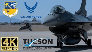[4K] F-16 Training: Epic Takeoffs & Smooth Landings at Tucson | No Commentary | Compilation