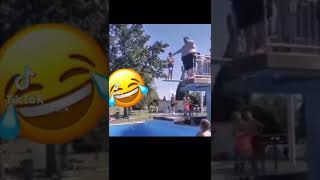 Fat person jumps in water.Explosion