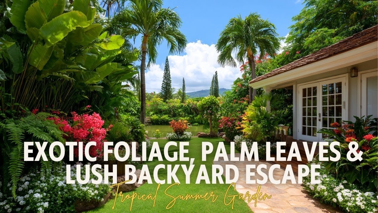 Tropical Summer Garden   Exotic Foliage, Palm Leaves & Lush Backyard Escape