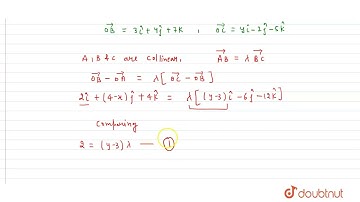 If three points A,B and C have position vectors (1,x,3),(3,4,7) and (y,-2,-5), respectively and ...