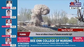 Forces set ablaze a house in Pulwama encounter sight