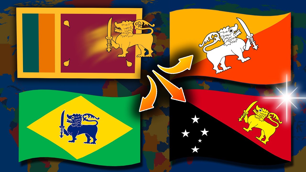 Sri Lanka Lion Travels Under World Flags | Fun With Flags Animation
