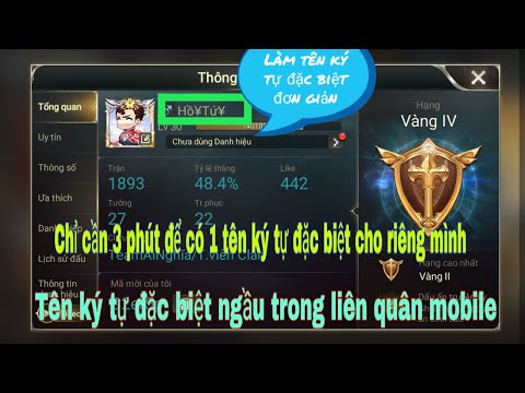 Cách tạo tên kí tự đặc biệt trong game Liên quân mobile vô cùng đơn giản cho AE | Hải Nam TYS