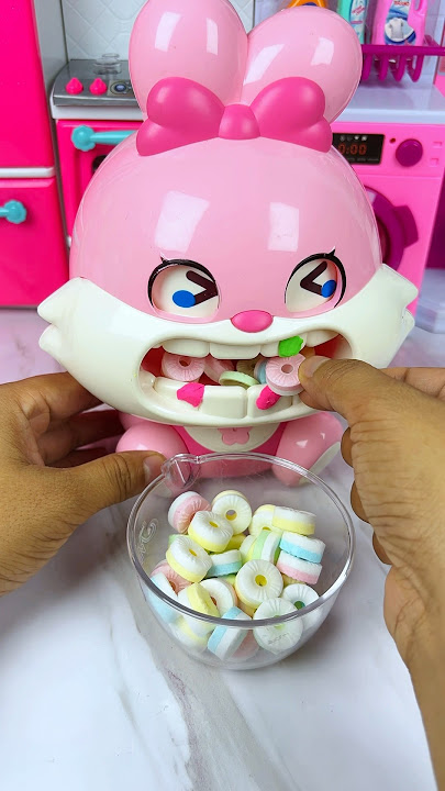 Satisfying With Unboxing Miniature Cute Pink Rabbit Set Toys, Eating Candy Bottle Milk, ASMR Videos