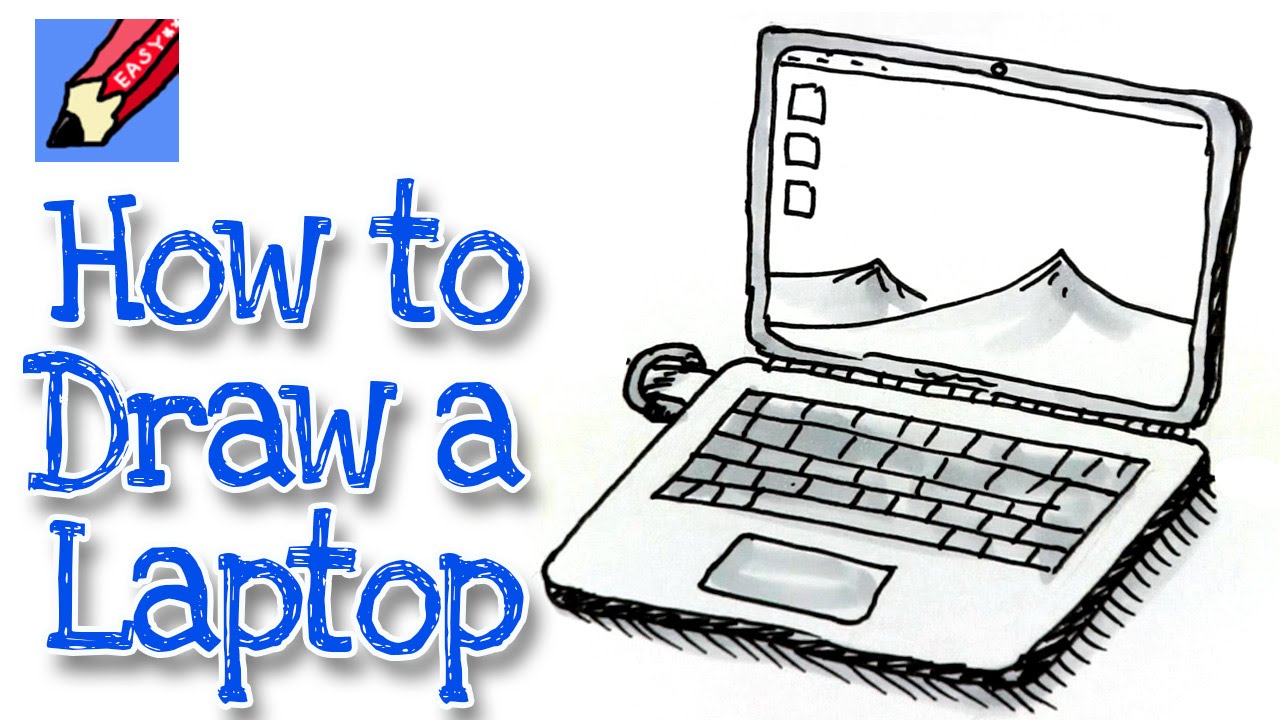 How to draw a Laptop Computer Real Easy - YouTube