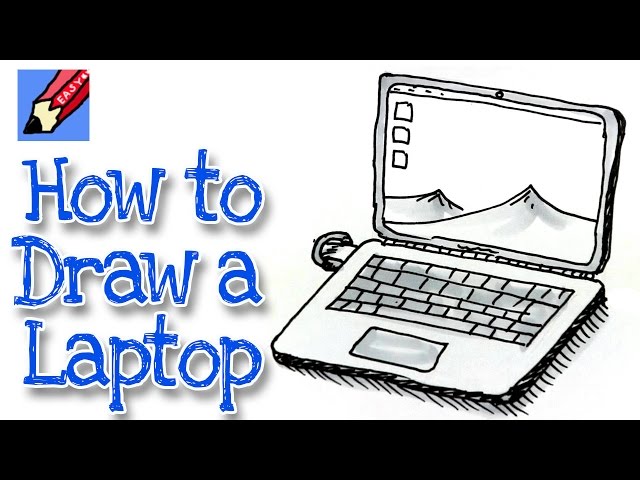 How to draw a laptop computer/ pencil drawing/ Easy step by step method -  YouTube