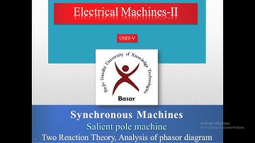 Salient pole machine - Tworeaction theory,analysis of phasor diagram