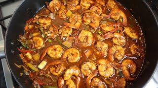 How To Make Brown Stewed Shrimp Jamaican Style | Juicy Shirmp Recipe