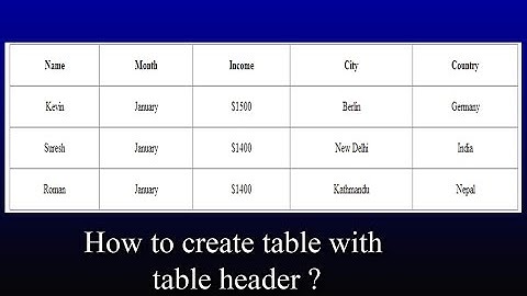 How to create table with table header using html and css?