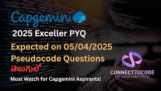 Capgemini Exceller PYQ | Expected Pseudocode Questions for 05/04/2025