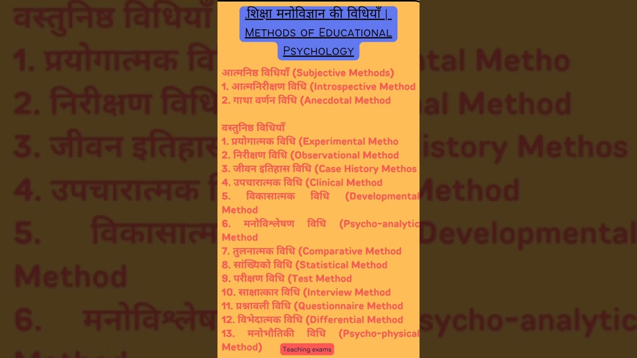 methods of educational psychology for CTET UPTET DSSSB & other teachingexams #ctet #kvs #reet #dsssb