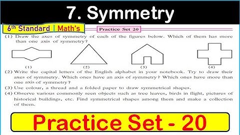practice set 20 class 6 math | chapter 7 symmetry 6th standard Maths | practice set 20 class 6 maths