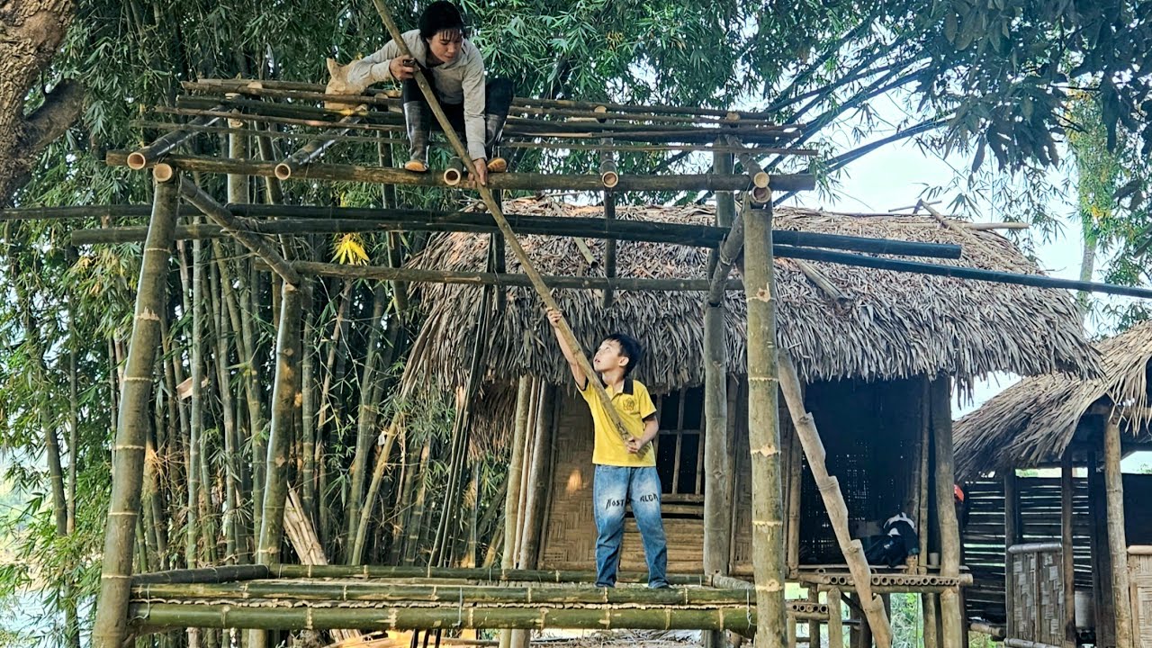 Single mother continues her journey to build a new bamboo house with ...