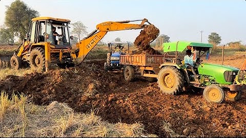 JCB 3DX Backoh Loader mitti loading field level ! John Deere tractor Sonalika massey 45 #JCB#Tractor
