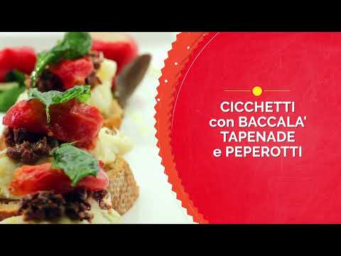 Cicchetti con tapenade baccalà e peperotti