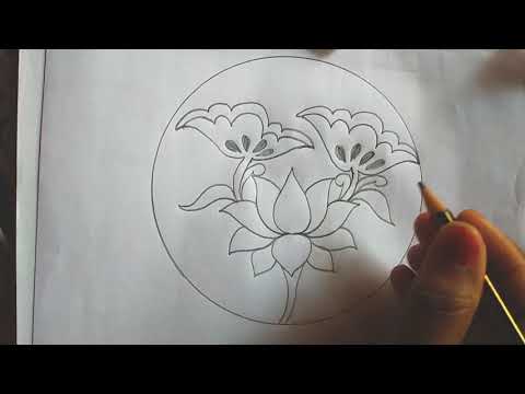 how draw lotus flower in circle। कमल का फूल बनाने का तरीका।Kamal ka phool banane ka tarika।