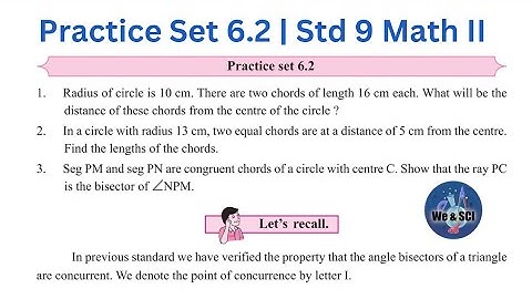 Practice Set 6.2 | L.6 Circle | 9th Math II Std 9 Geometry