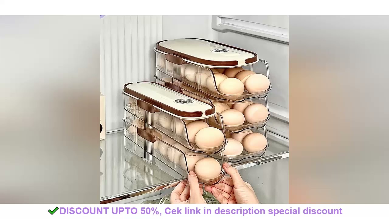 1 piece, egg storage box, automatic rolling refrigerator egg rack storage, hand-held egg refrigerato