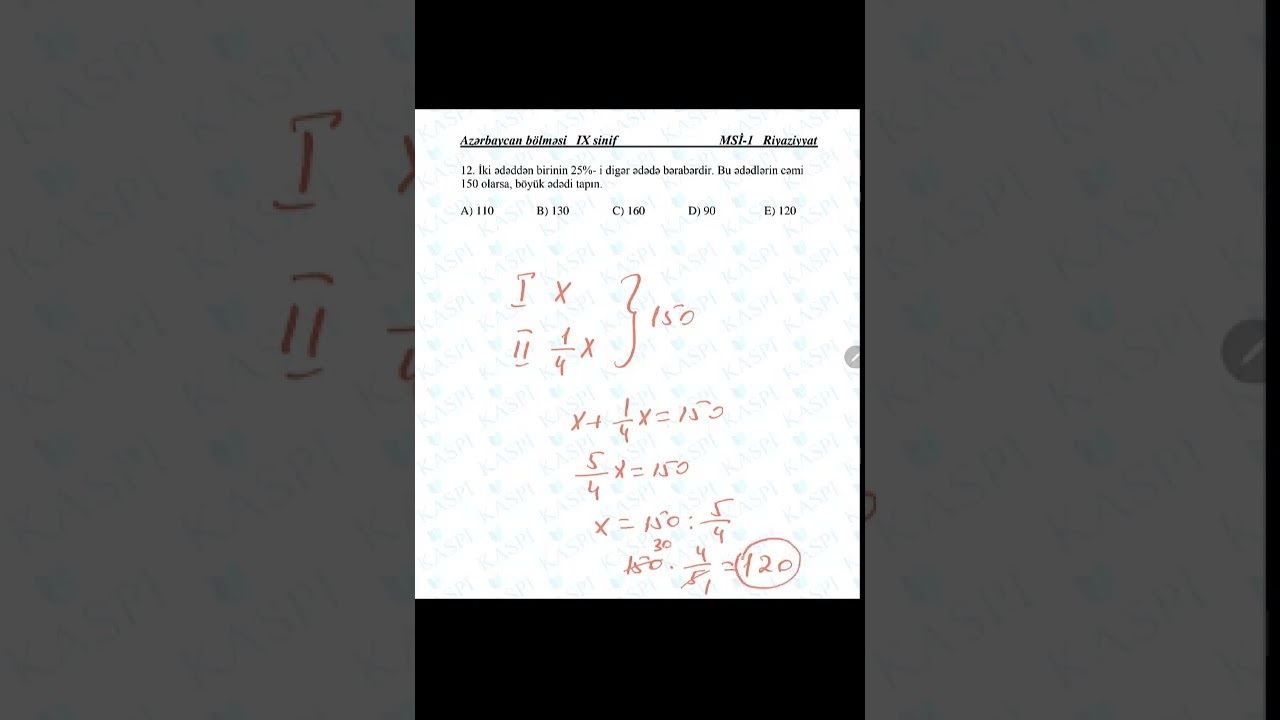 Riyaziyyat 9-cu sinif, I və II qrup üçün MSİ-1 imtahan tapşırıqlarının izahı