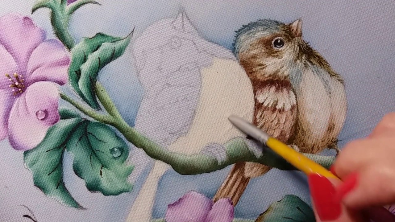 Passarinhos  (Pardais) - parte 3 - Pintura em tecido
