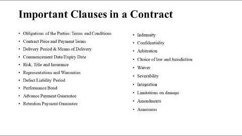 Important Clauses Required for a Contract