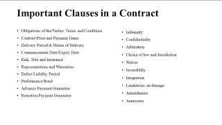 Important Clauses Required for a Contract