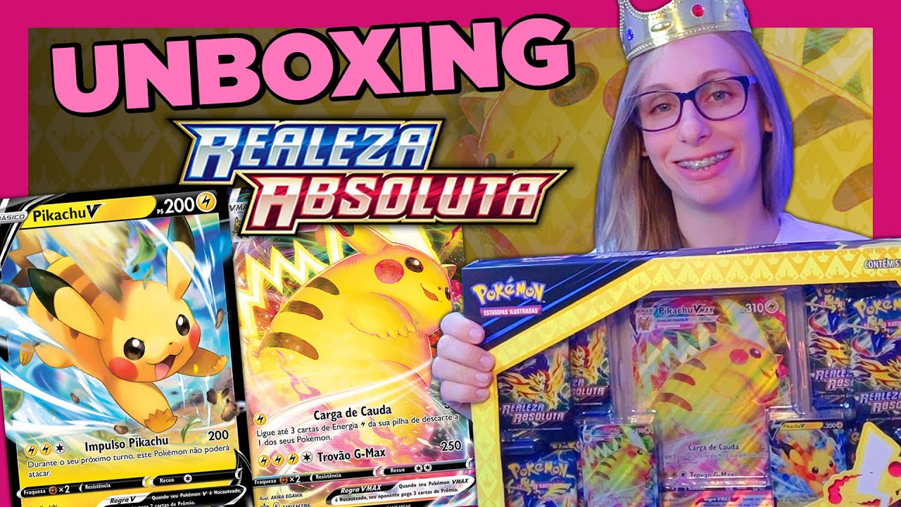 Box Pikachu VMAX Realeza Absoluta COPAG Original 8 Booster Carta Pokémon TCG