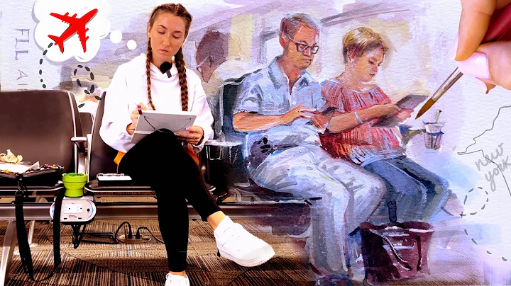 Gouache Painting at the Airport 1 Hour Before My F...