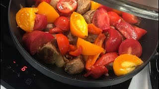 Мясная сковородка с Овощами / Как пожарить свинину / Рецепт Жареной свинины Мясная сковородка с Овощами / Как пожарить свинину / Рецепт Жареной свинины
