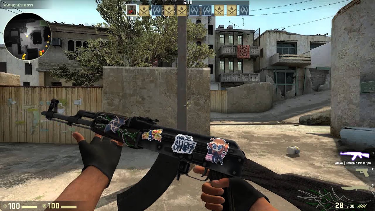 CSGO รีวิว AK47 Emerald Pinstripe YouTube