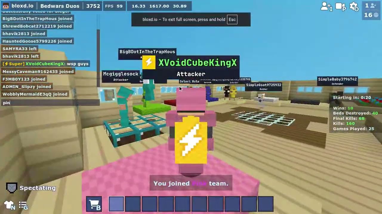 Playing Duo Bedwars with ADMIN_Slipzy😃