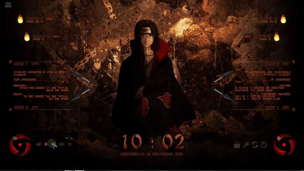 Tsukuyomi Sharingan Madness 2 1 Rainmeter Skin Youtube