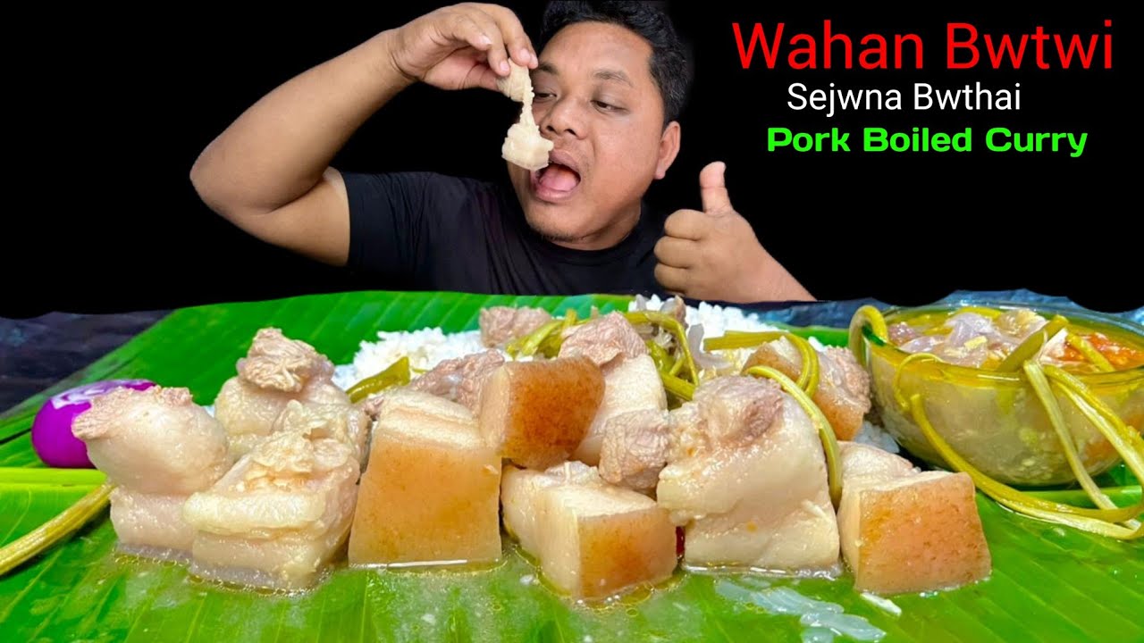 Mukbang With Recipe: After Long Time//Pork Boiled & Drumstick Curry | (Wahan Bwtwi) Eating Show |