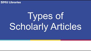 Types of scholarly articles