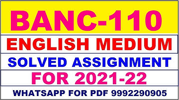 BANC 110 Solved Assignment 2021-22 in ENGLISH,  Whatsapp For Pdf  9992290905.