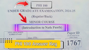 PHI 100 Answer Key | Introduction to Nath Panth | Complete Solution by Dharmendra Singh