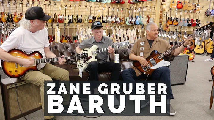 Zane Gruber Baruth with Nick and Norm at Norman's Rare Guitars