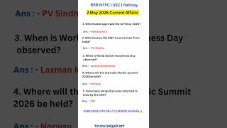 2 May Current Affairs 2026 🥳 April Month Current Affairs 2026 #currentaffairs #shorts #short