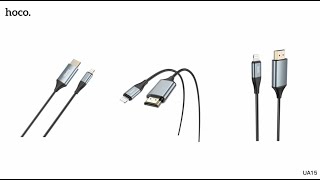 Кабель Hoco UA15 кабель Lightning - HDMI, нейлон, HD, 2 м, цвет: металлик