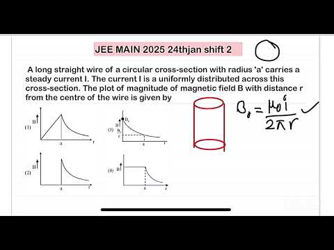 JEE MAIN 2025(24jan shift2)A long straight wire of a circular cross-section with radius 'a' carries 14 JEE MAIN 2025(24jan shift2)A long straight wire of a circular cross-section with radius 'a' carries