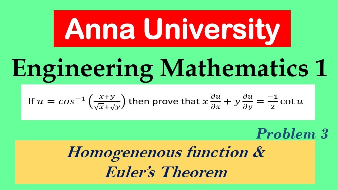 Eulers Theorem Homogenous function MA3151 Matrices & Calculus Unit 3 ...