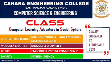 VTU MCES (18CS44) Microcontroller & Embedded Systems: Embedded System Components (M3 L1)