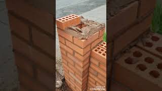 Bricklaying front garden wall with pillars  and blue bricks please like and subscribe 4 more video